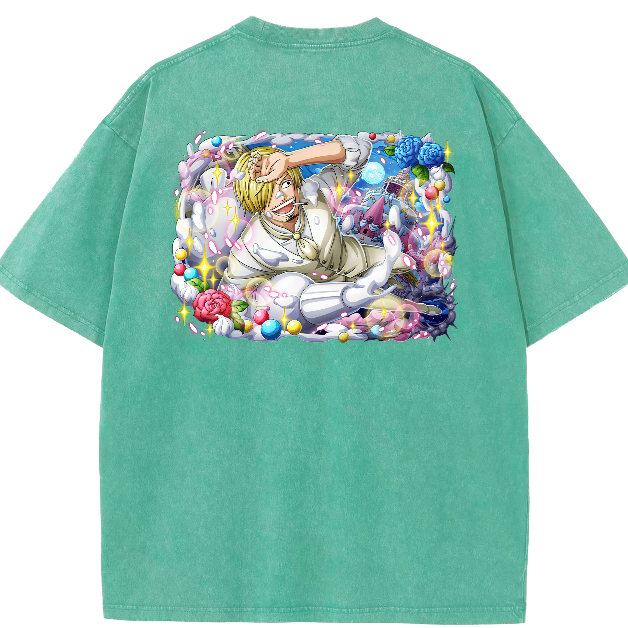 ワンピース サンジ ONE PIECE Sanji 綿100% ヴィンテージ風 半袖Tシャツ（背面プリント）